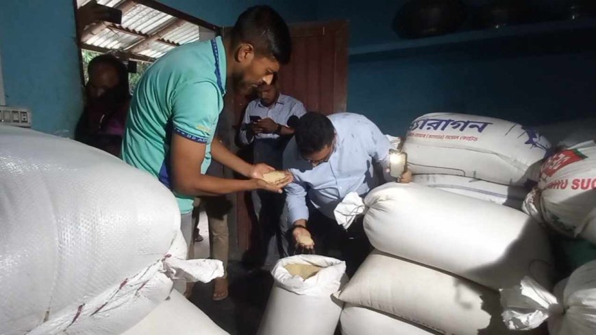 বগুড়ায় একটি বাড়ি থেকে ১০ হাজার কেজি সরকারি চাল জব্দ